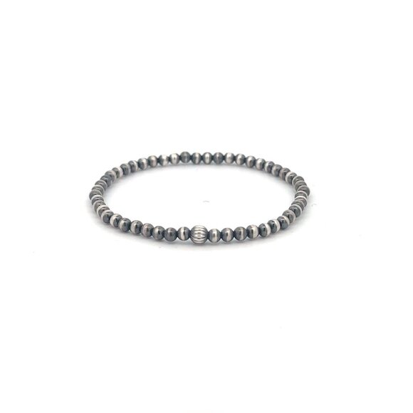 925 Sterling Silver Authentic Navajo Beads 3mm-4mm Stretch Bracelet Minimalist - Picture 6 of 9